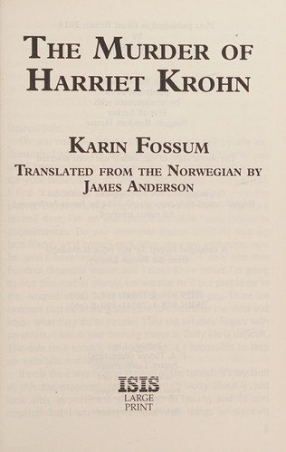 Cover for The murder of Harriet Krohn