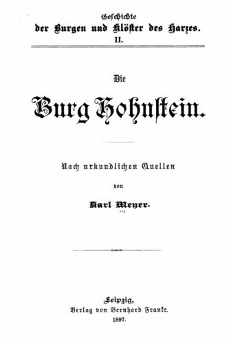 Cover for Die Burg Hohnstein, Nach Urkundlichen Quellen
