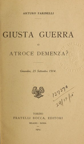 Cover for Giusta guerra o atroce demenza?
