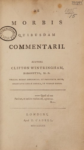 Cover for De morbis quibusdam commentarii