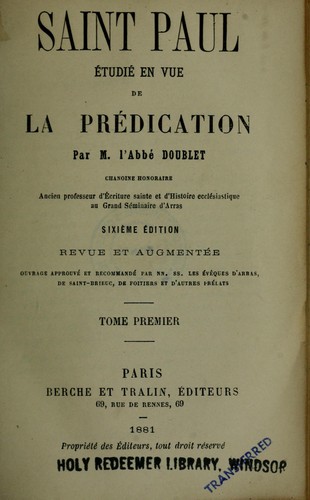 Cover for Saint Paul : étudié en vue de la prédication