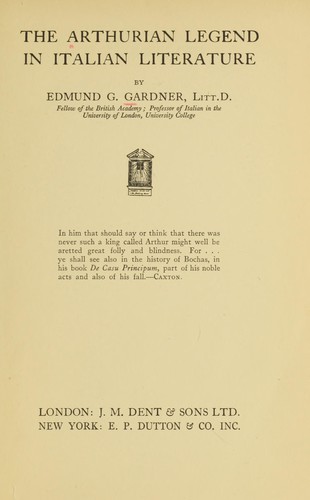 Cover for The Arthurian legend in Italian literature