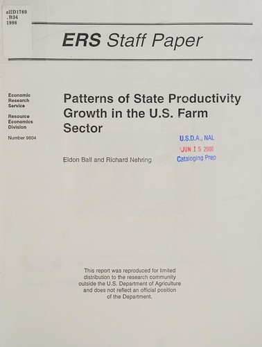 Cover for Patterns of state productivity growth in the U.S. farm sector