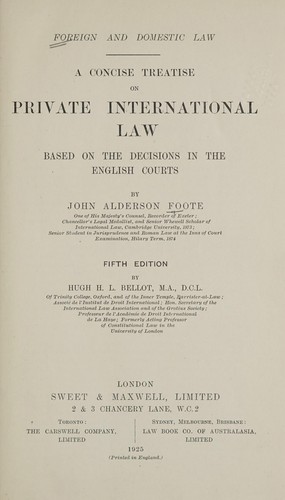 Cover for Foreign and domestic law