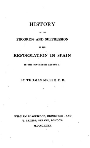 Cover for History of the progress and suppression of the Reformation in Spain in the sixteenth century