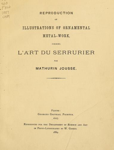 Cover for Reproduction of illustrations of ornamental metal-work