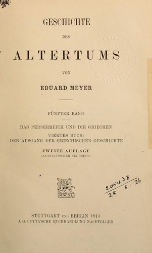 Cover for Geschichte des Altertums