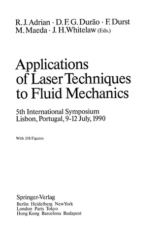 Cover for Applications of Laser Techniques to Fluid Mechanics