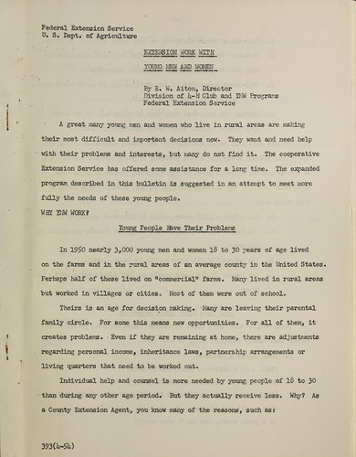 Cover for Extension work with young men and women