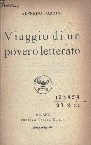 Cover for Viaggio di un povero letterato