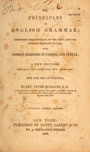 Cover for The principles of English grammar