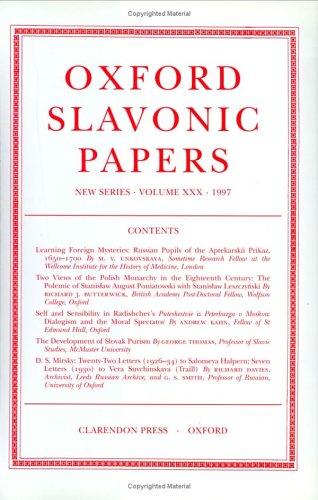 Cover for Oxford Slavonic Papers: New Series