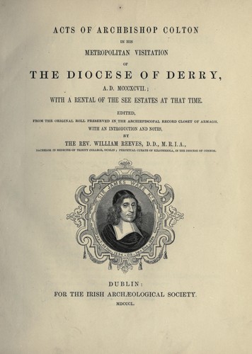 Cover for Acts of Archbishop Colton in his metropolitan visitation of the Diocese of Derry, A.D. 1397