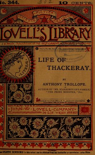 Cover for Life of Thackeray ...