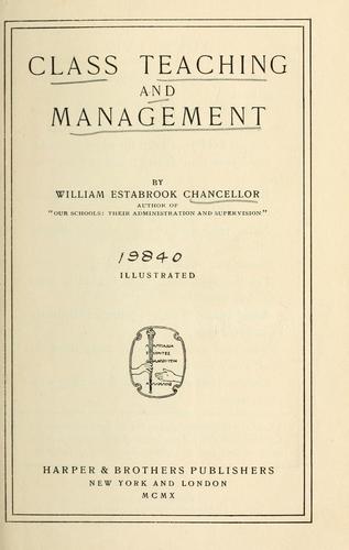 Cover for Class teaching and management