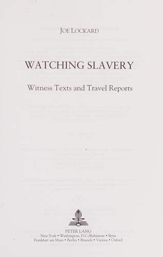 Cover for Watching slavery
