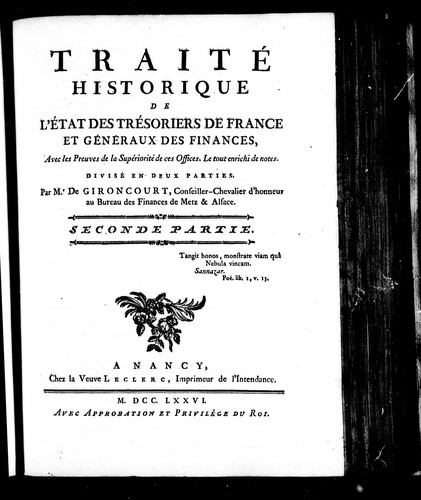Cover for Traité historique de l'état des trésoriers de France et généraux des finances
