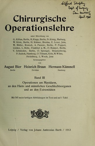 Cover for Chirurgische Operationslehre