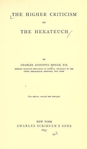 Cover for The higher criticism of the Hexateuch