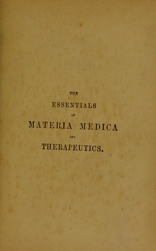 Cover for Essentials of materia medica and therapeutics