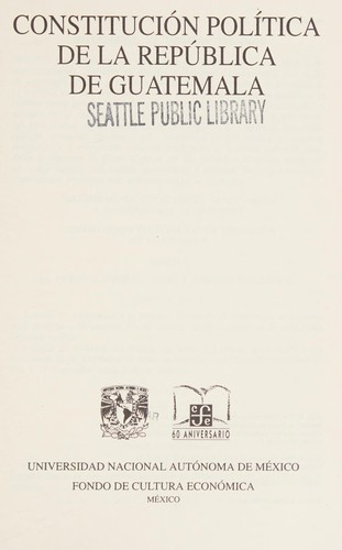 Cover for Constitución política de la República de Guatemala