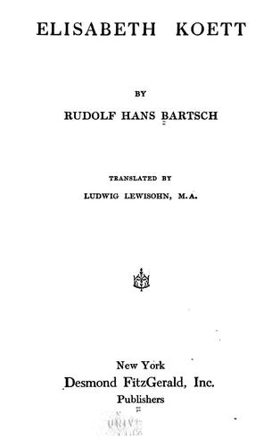 Cover for Elisabeth Koett