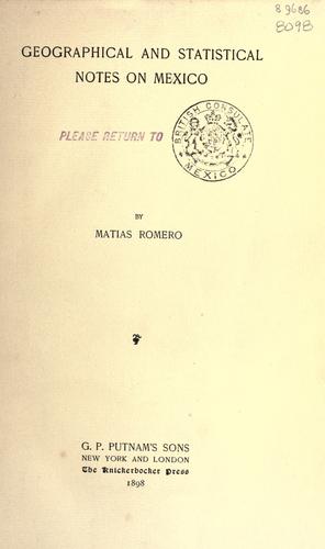 Cover for Geographical and statistical notes on Mexico