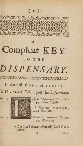 Cover for A compleat key to the seventh edition of the Dispensary