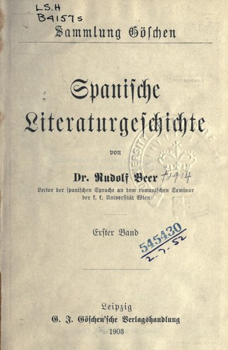 Cover for Spanische literaturgeschichte