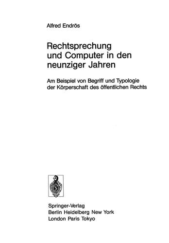 Cover for Rechtsprechung und Computer in den neunziger Jahren