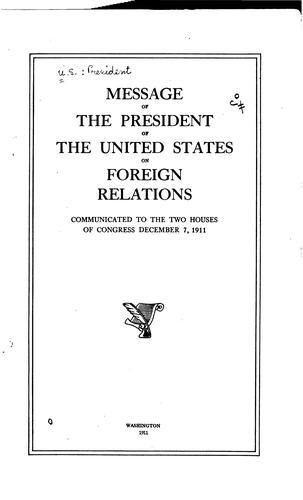 Cover for Message of the President of the United States on foreign relations.