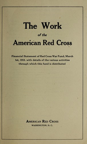 Cover for The work of the American Red Cross