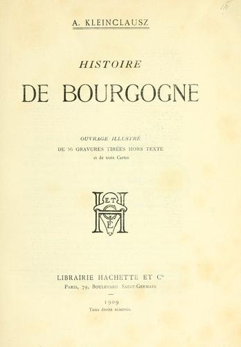 Cover for Histoire de Bourgogne.