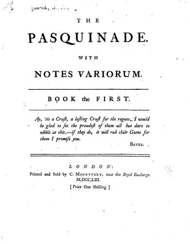 Cover for The Pasquinade. With Notes Variorum. Book the First