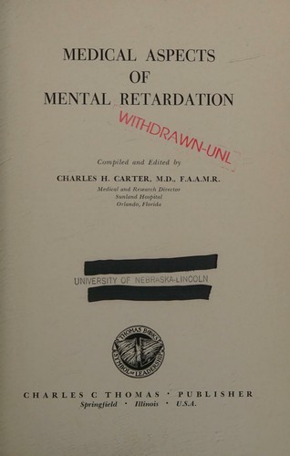 Cover for Medical aspects of mental retardation