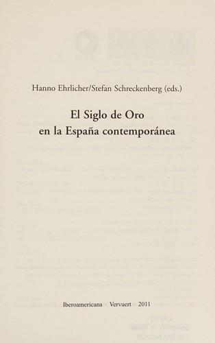Cover for El Siglo de Oro en la España contemporánea