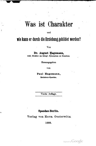 Cover for Was ist Charakter