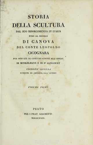 Cover for Storia della scultura dal suo risorgimento in Italia