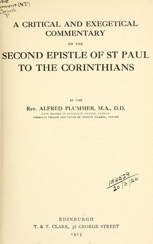 Cover for A critical and exegetical commentary on the Second Epistle of St. Paul to the Corinthians.