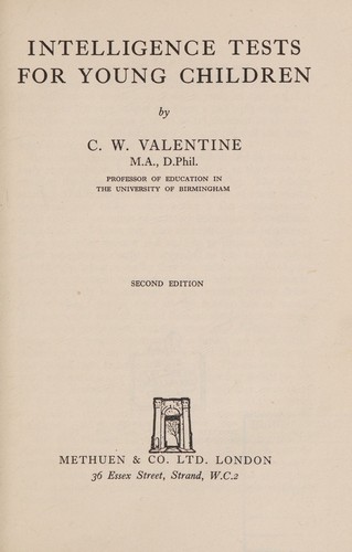 Cover for Intelligence tests for young children