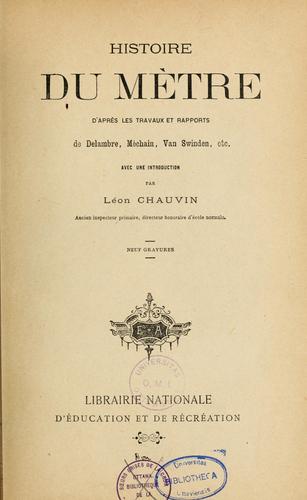 Cover for Histoire du mètre