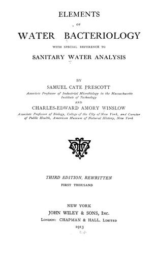 Cover for Elements of water bacteriology