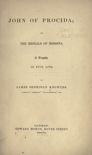 Cover for John of Procida, or, The bridals of Messina