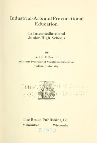 Cover for Industrial arts in our elementary schools