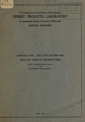 Cover for Longleaf pine: costs and returns for logs and trees of different sizes