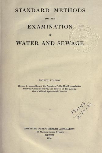 Cover for Standard methods for the examination of water and sewage.