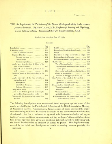 Cover for An inquiry into the variations of the human skull, particularly in the antero-posterior direction