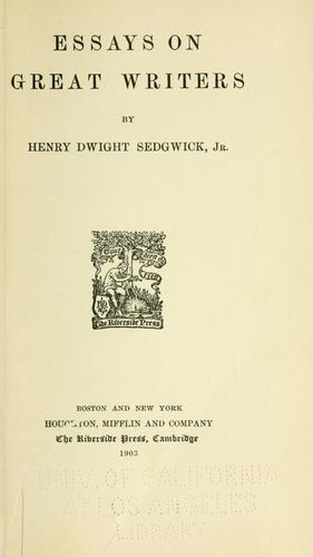 Cover for Essays on great writers