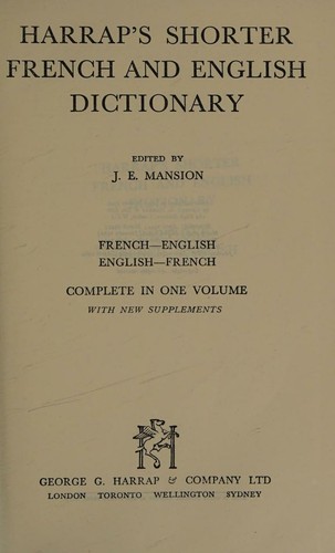 Cover for Harrap's shorter French and English dictionary
