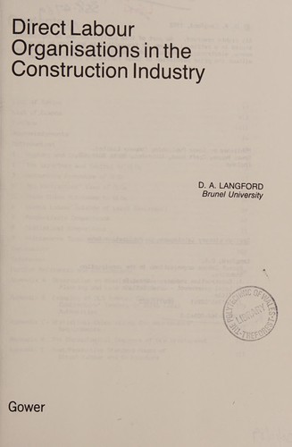 Cover for Direct labour organisations in the construction industry